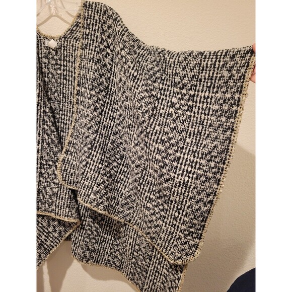 Summer & Rose Erica Sweater Wrap Kimono Open Cardigan Black White Herringbone OS - Picture 5 of 8